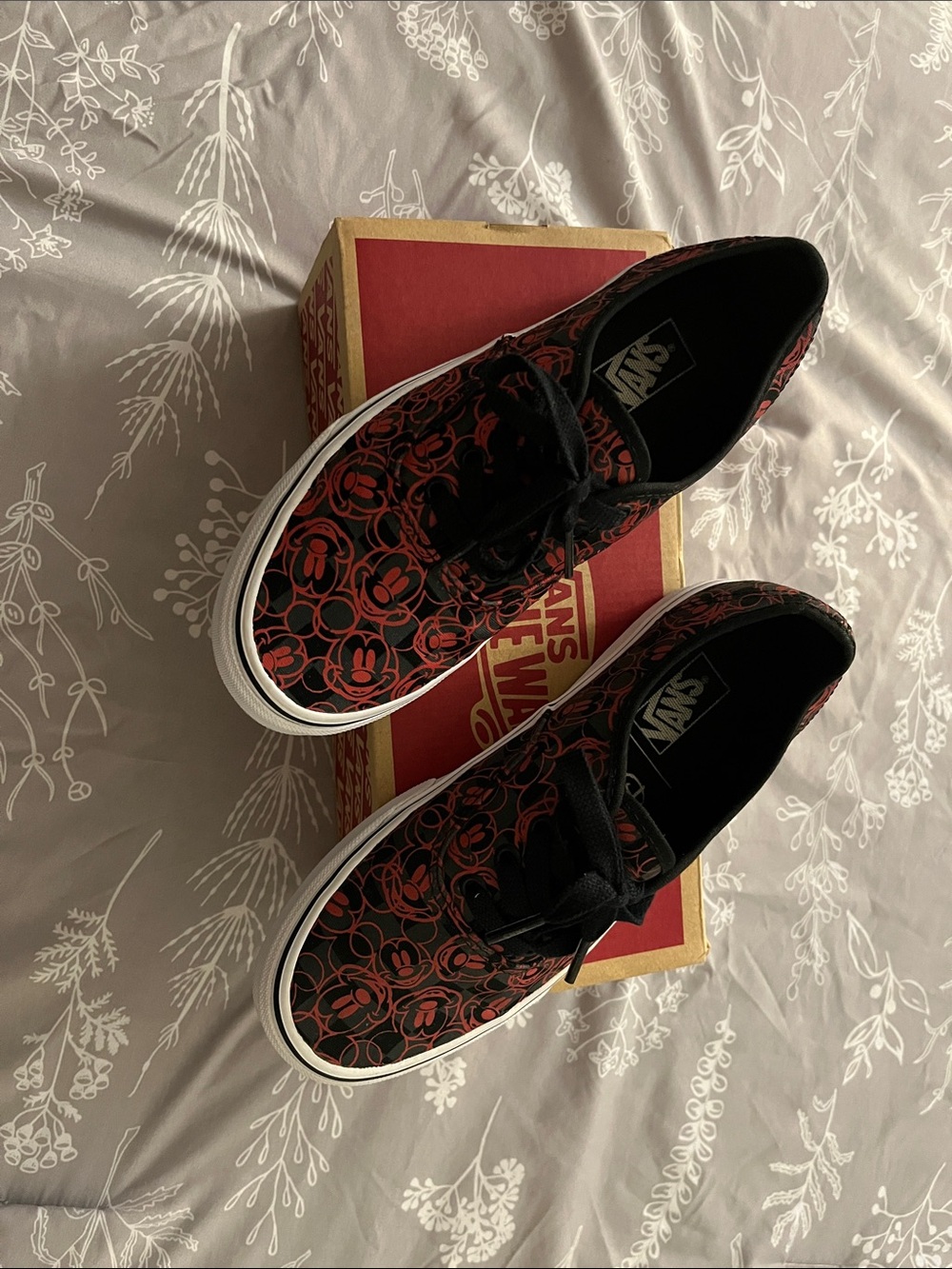Vans Black & Red Mickey Pattern Low-Top Sneakers
